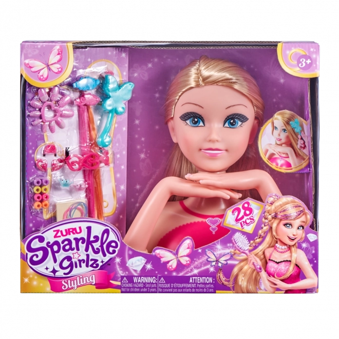 Česací hlava Sparkle Girlz s doplňky