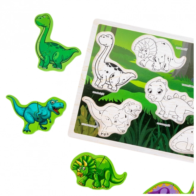 Dřevěné puzzle dinosauři
