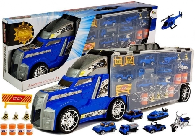 Nákladní auto s auty Policejní garáž Kufřík Herní deska