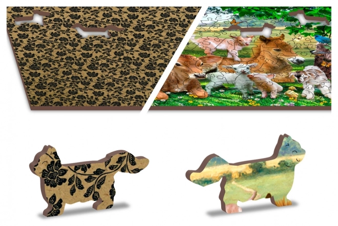 Dřevěné puzzle Školka na farmě