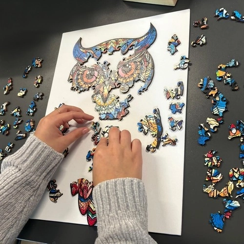Dřevěné puzzle sova Kruzzel