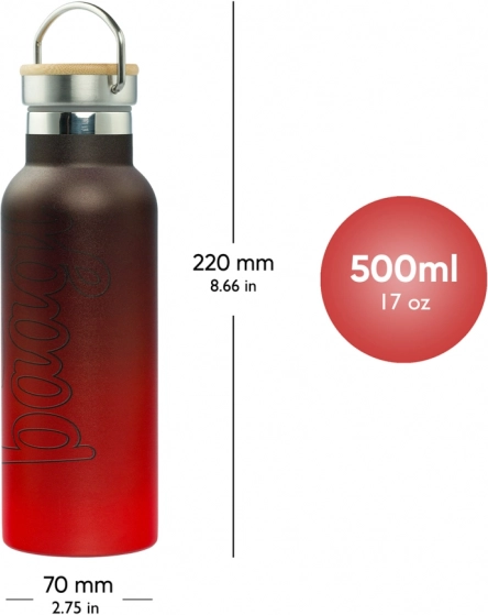 BAAGL Termoláhev s bambusovým víčkem Gradient červeno-černá