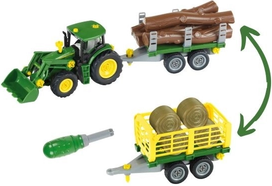 Traktor John Deere pro sestavení s 2 přívěsy