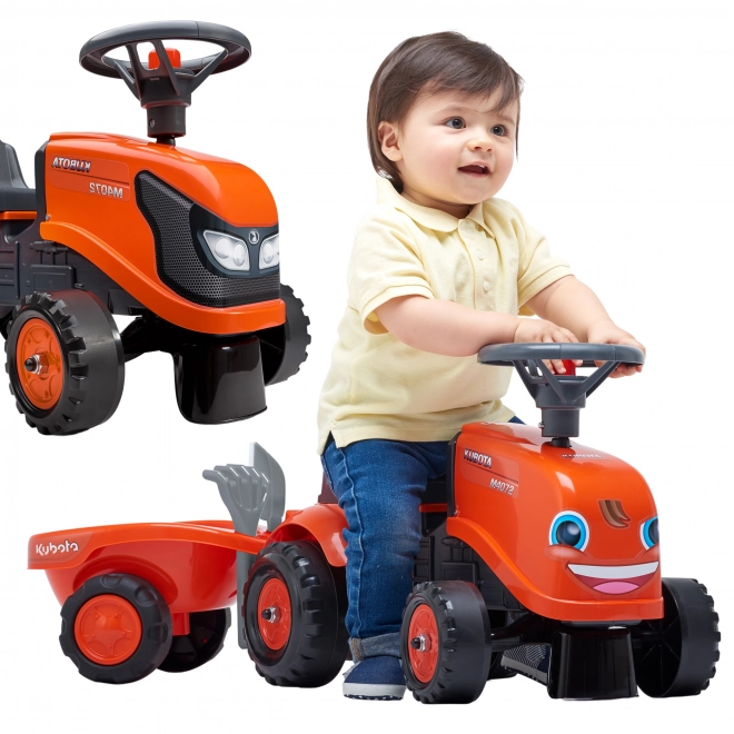 FALK 260C Baby Kubota ride-on traktor s přívěsem, hrable a lopata