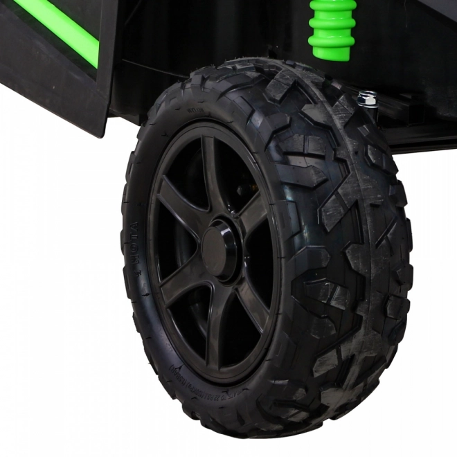 Silná závodní čtyřkolka buggy pro 2 děti Zelená + Střídavý motor + Nafukovací kola + LED audio