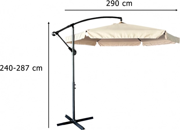 Velký zahradní slunečník s výsuvným ramenem 290 cm béžový