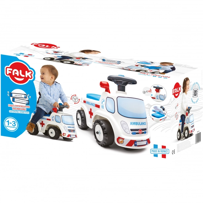FALK Odrážedlo Ambulance s otevíracím sedadlem a klaksonem na volantu