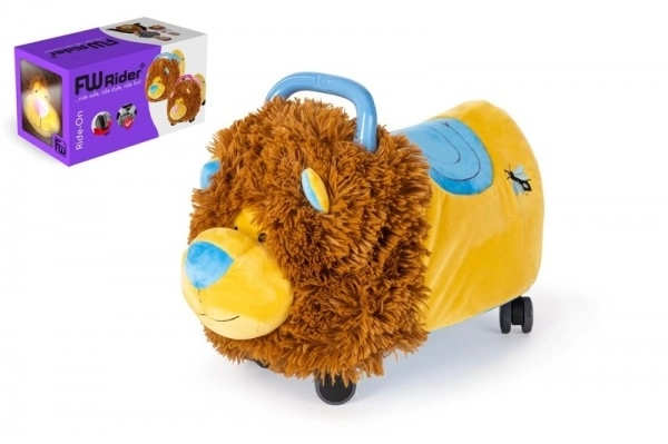 Odrážedlo FUNNY WHEELS Rider Ride-On lvíček 50cm plyšový nosn. 25kg v krabici 49x30x23cm 12m+ – Modrý
