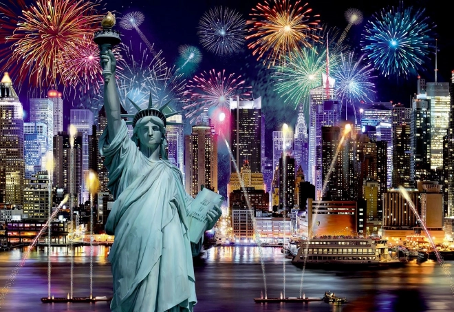 Dřevěné puzzle New York v noci