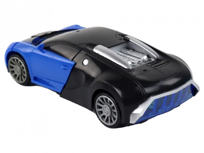 2 v 1 Bugatti Modré světelné efekty Car-Robot