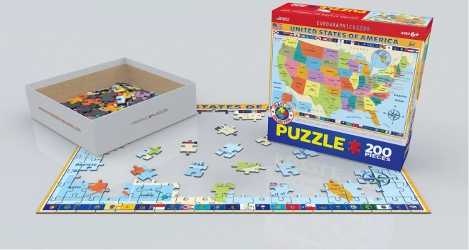 EUROGRAPHICS Puzzle Mapa Spojených států Amerických 200 dílků