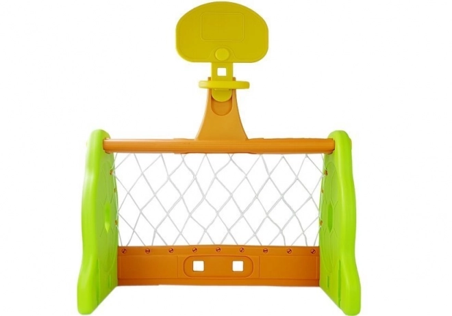 Dětská hřiště na fotbal a basketball 2v1 v zeleno-oranžové barvě