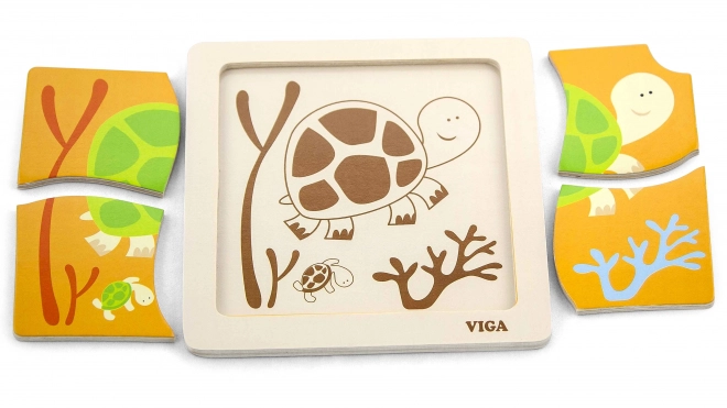 VIGA dřevěné puzzle se 12 deskami ve stojanu