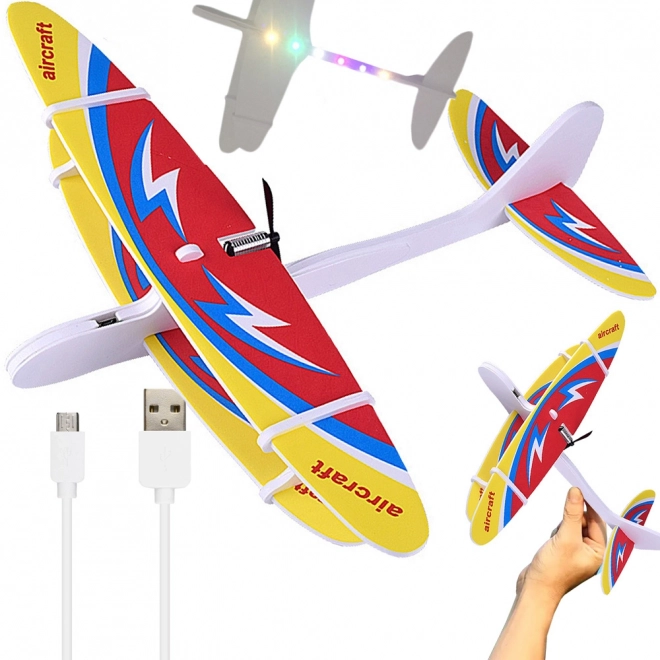 Svítící polystyrenové letadlo s USB motorem