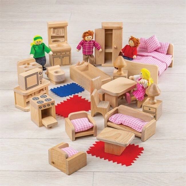 Sada nábytku do domečku a postaviček Bigjigs Toys