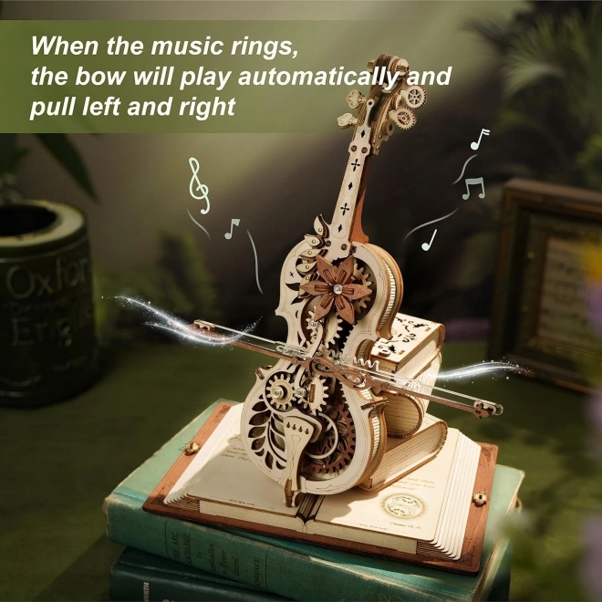 RoboTime dřevěné mechanické puzzle Kouzelné violoncello (elektrický pohon)