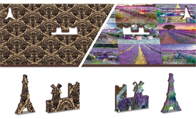 Dřevěné puzzle Levandulová Francie 2v1