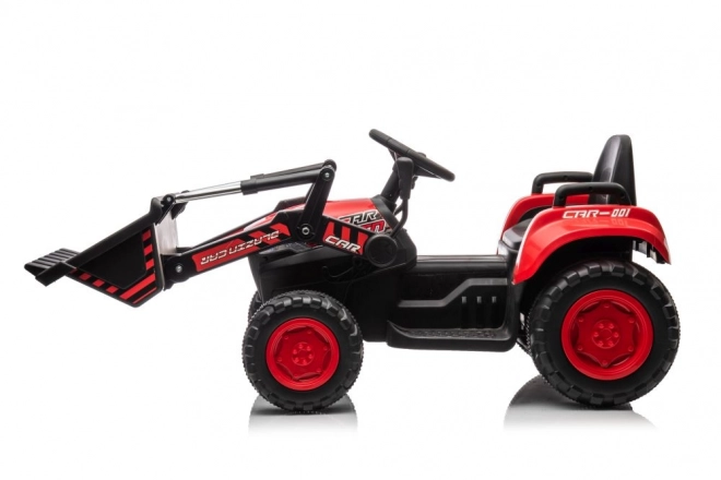 Dětský červený traktor s nabíjecím akumulátorem a lžící