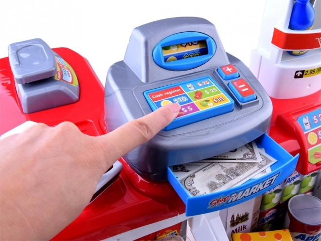 Dětský supermarket s pokladnou a skenerem