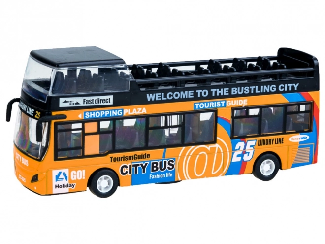 Kovový patrový autobus s otevíracími dveřmi – Žlutá
