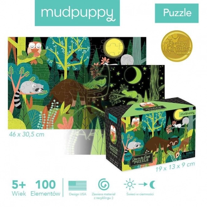 Mudpuppy - puzzle Svítící v Temnotě Lesní svět 100 dílků