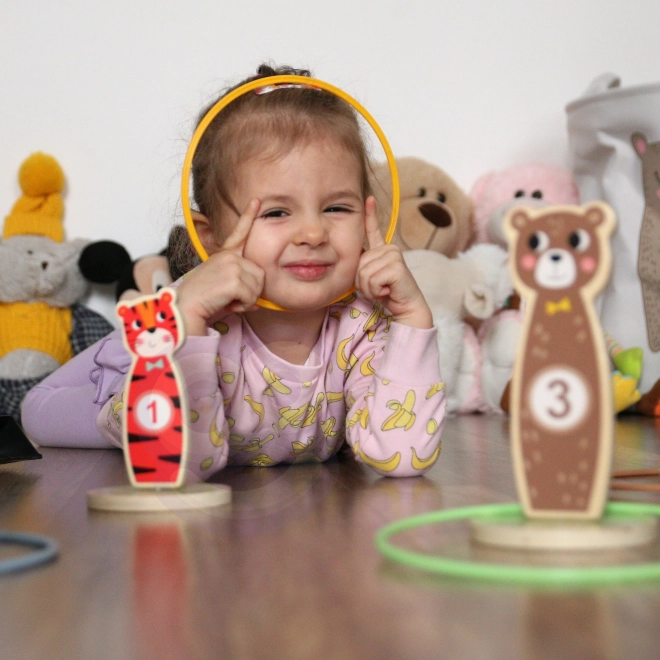 Dřevěná hra zručnosti Tooky Toy - hod na cíl zvířátka