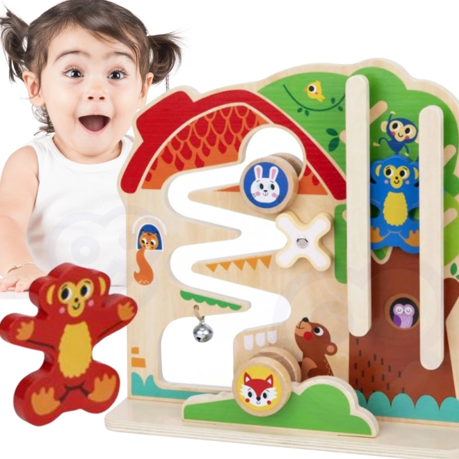 Dřevěná manipulační tabule labyrint Montessori