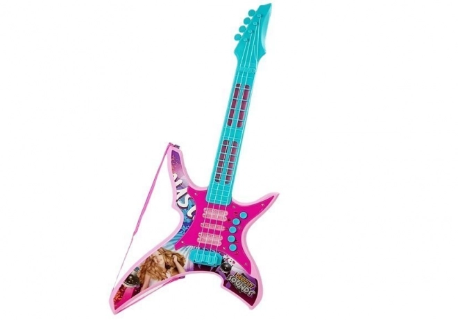 Elektrická kytara se světly a zvuky růžová 62 cm
