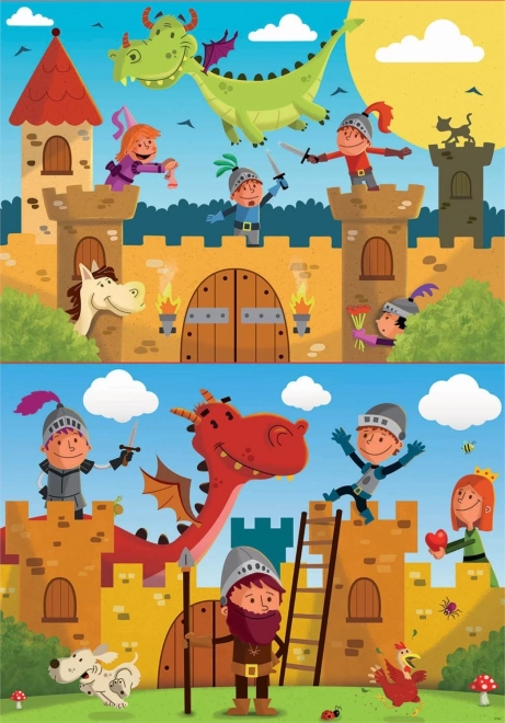 Puzzle draci a rytíři 2x48 dílků
