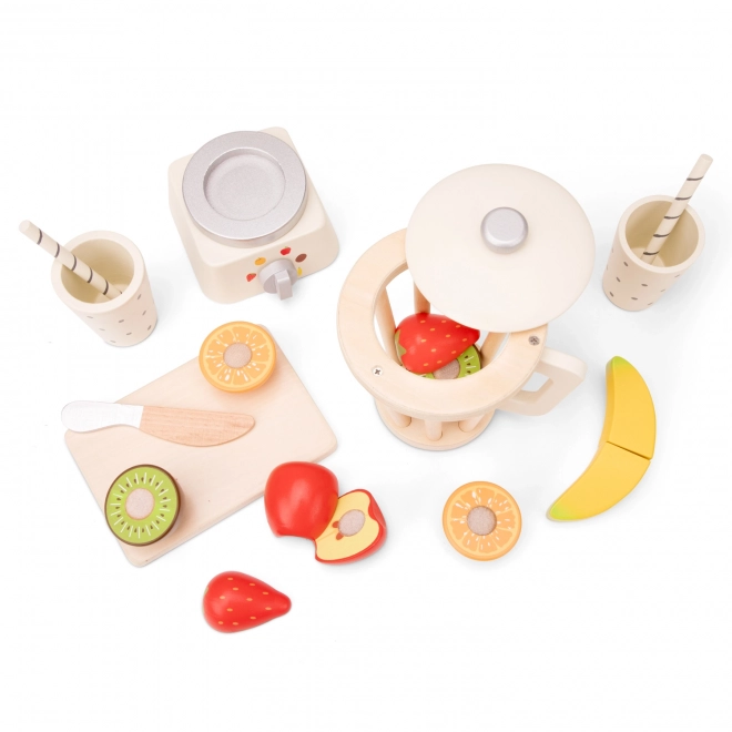Dřevěný smoothie mixér s ovocem