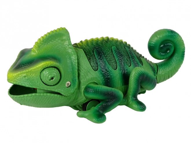 Zelený dálkově ovládaný chameleon se světly