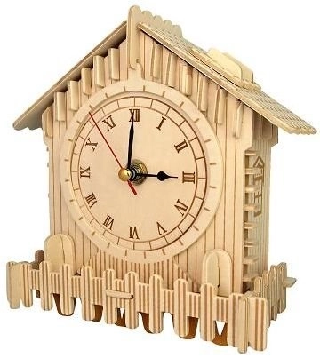 Dřevěné 3D puzzle hodiny s funkčním hodinovým strojkem