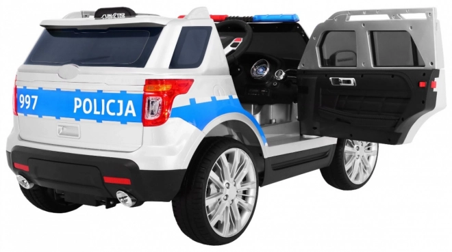 Dětské policejní auto SUV na baterie + sirény + světla + megafon + dálkové ovládání + pomalý start + EVA + samolepky