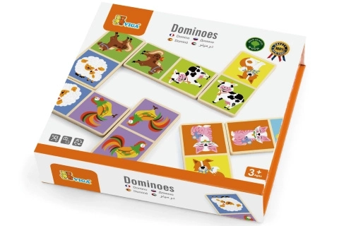 Viga Dřevěné domino Farma 28 kusů Montessori