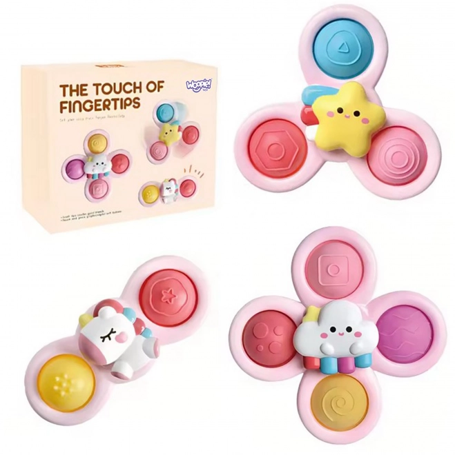 WOOPIE dětský kosmický spinner pop-it senzorická hračka růžová, sada 3 ks