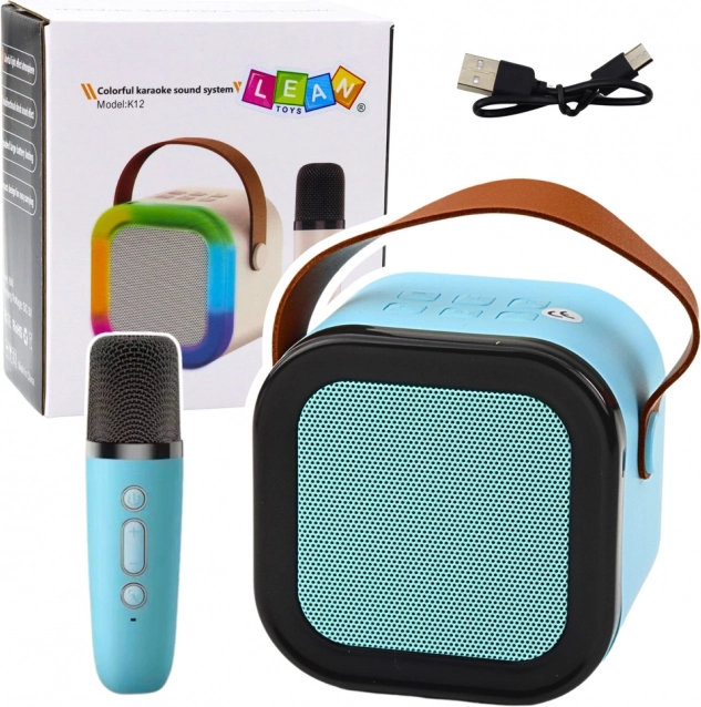 Bezdrátový karaoke reproduktor s mikrofonem K12 RGB Bluetooth modrý