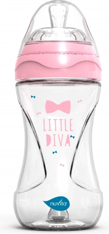Kojenecká láhev Nuvita 240ml skleněná růžová