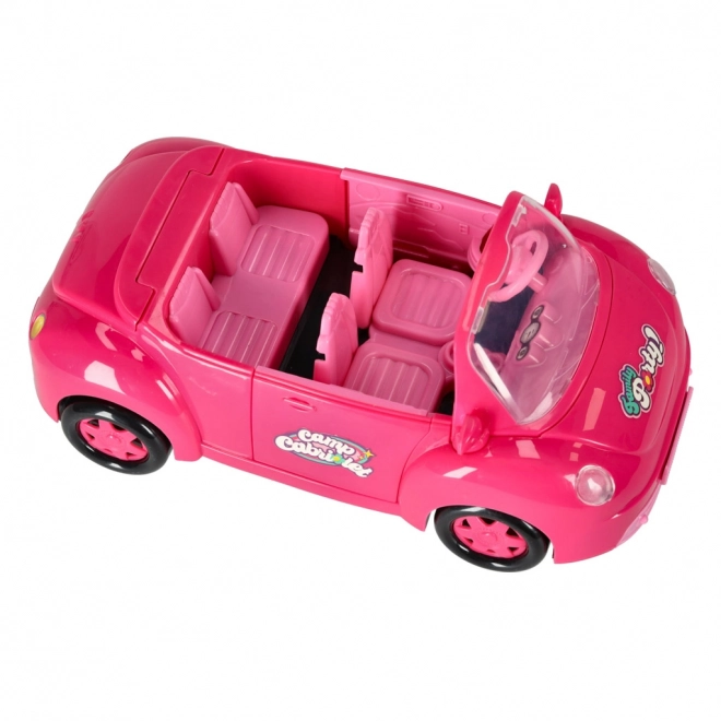 Auto pro panenky kabriolet štěňátko pikniková sada růžová 4 el.