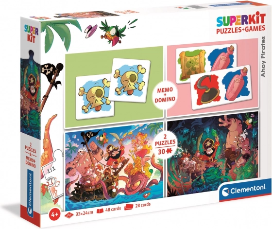 Clementoni superkit Ahoy Pirates! – puzzle, domino a pexeso pro děti