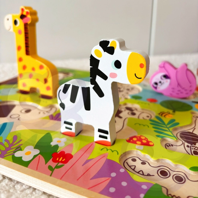 Dřevěné puzzle ZOO Safari pro děti