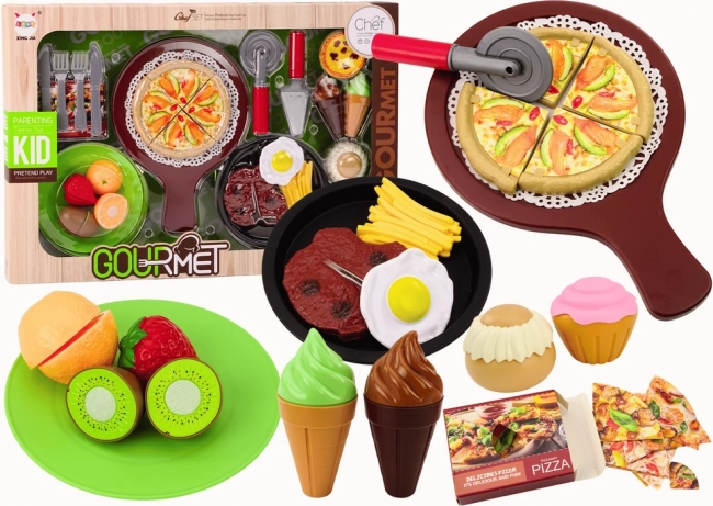 Dětský kuchařský set s pizzou, hranolkami a dezerty – 26 dílů