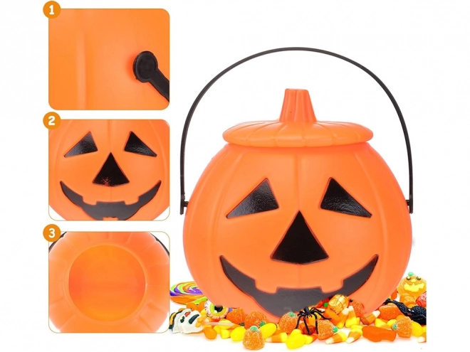 Halloweenský kbelík na cukroví v dýňovém designu