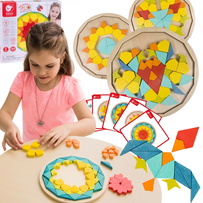 Montessori puzzle mandala - vzory, tvary a barvy