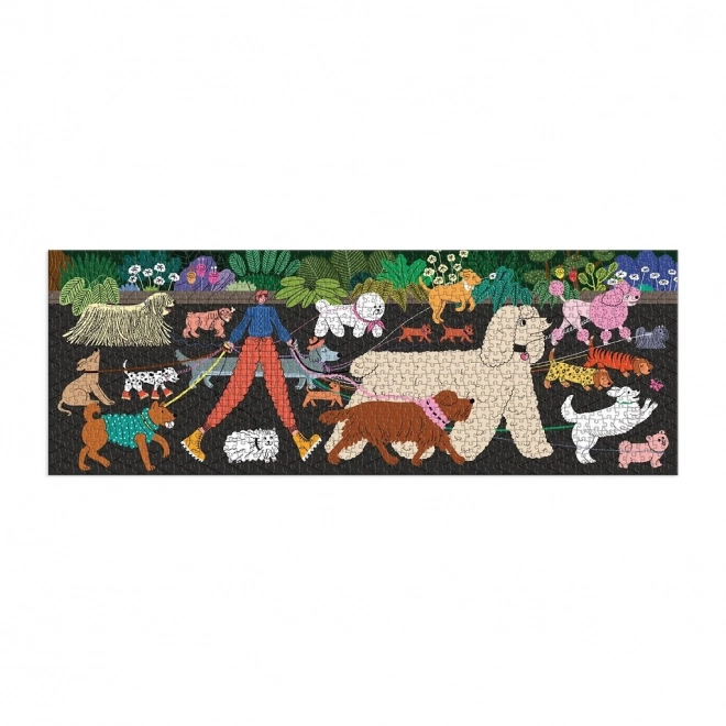GALISON Panoramatické puzzle Venčení psů 1000 dílků