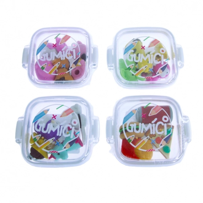 Gumové minigumy ve tvaru zvířat a produktů
