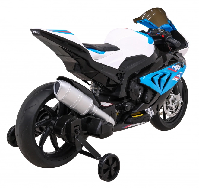 Dětská bateriová motorka BMW HP4 Modrá + pomocná kolečka + pomalý start + EVA + MP3 LED