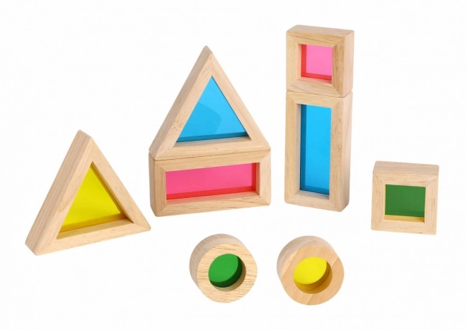 Dřevěné barevné zrcadlové kostky TOOKY TOY