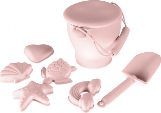 Silikonová sada na písek pro děti – old pink