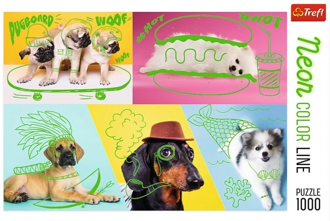 Puzzle 1000 ks Neon Color Line - Blázniví psi