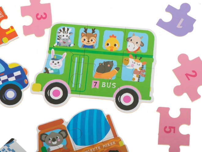 Puzzle v plechové krabičce - autíčka